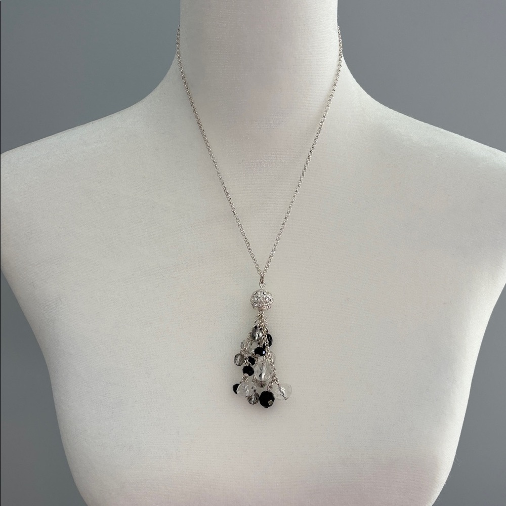 Elegant Silver and Black Beaded Necklace